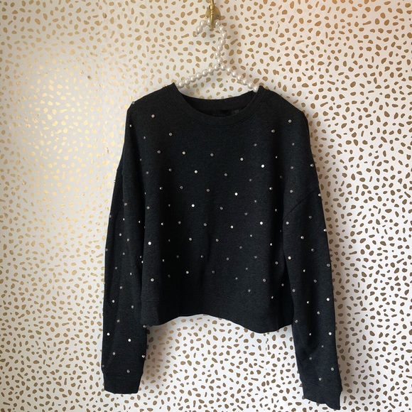 Belle Vere Tops - Belle Vere Studded Cropped Sweatshirt